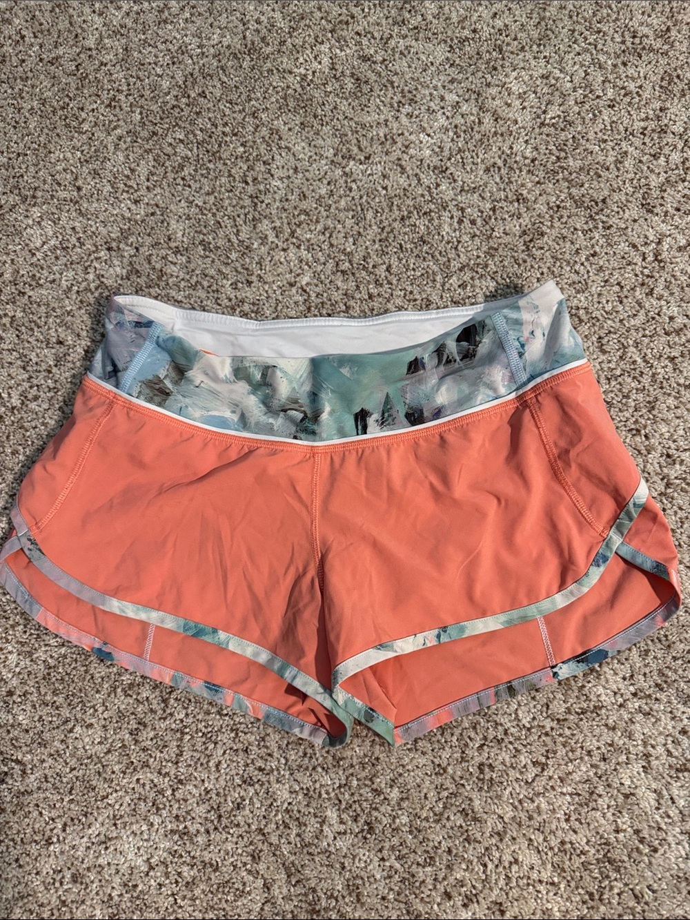 lululemon athletica Coral Athletic Shorts with Printed Waistband